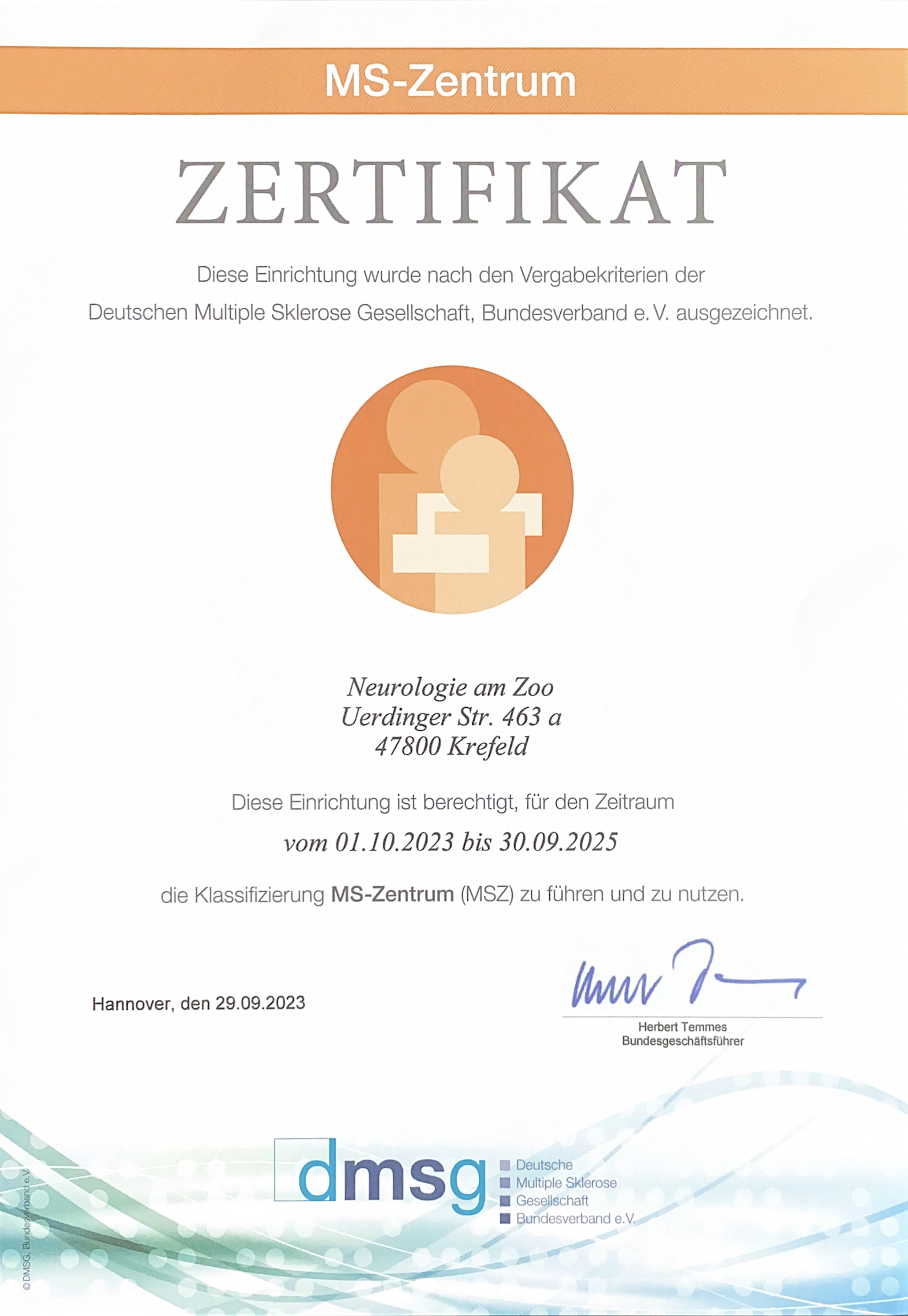 MS-Zentrum Zertifikat